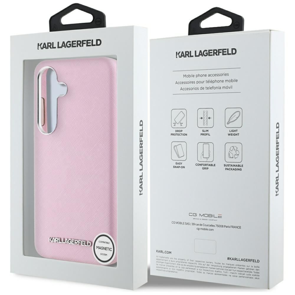 iTok webáruház - Karl Lagerfeld Karl Lagerfeld Saffiano Full Wrapped Elongated Metal Logo MagSafe tok Samsung Galaxy S25 készülékhez (rózsaszín) 7 Karl Lagerfeld Saffiano Full Wrapped Elongated Metal Logo MagSafe Case for Samsung Galaxy S25 (rózsaszín)