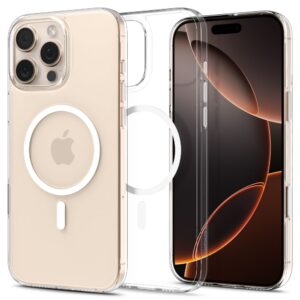 Spigen Thin Fit MagSafe tok iPhone 16 Pro készülékhez (átlátszó és fehér)