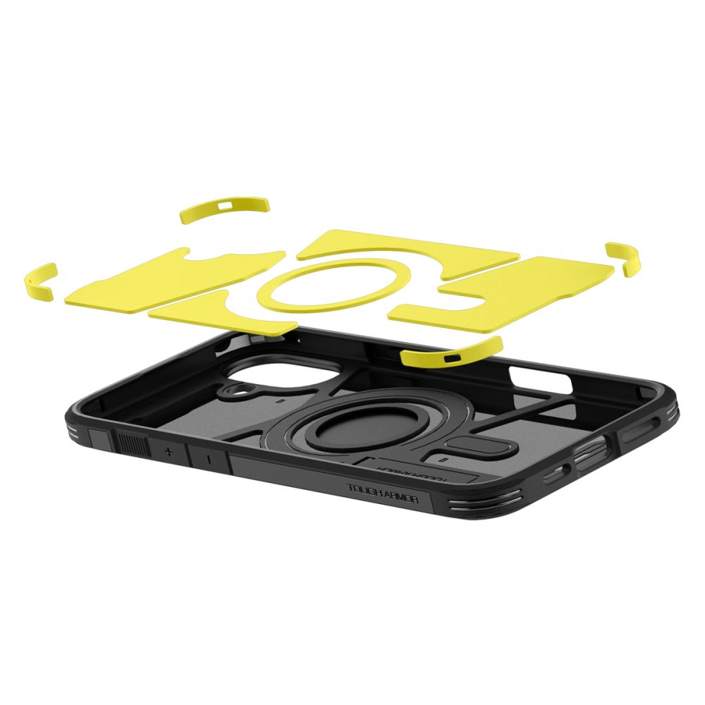 iTok webáruház - Spigen Spigen Tough Armor MagSafe tok állvánnyal iPhone 16-hoz (fekete) 8 Spigen Tough Armor MagSafe case with stand for iPhone 16 (fekete)