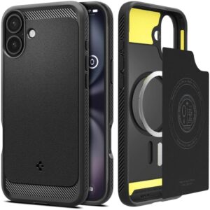 Spigen Rugged Armor MagSafe tok iPhone 16 készülékhez (fekete)