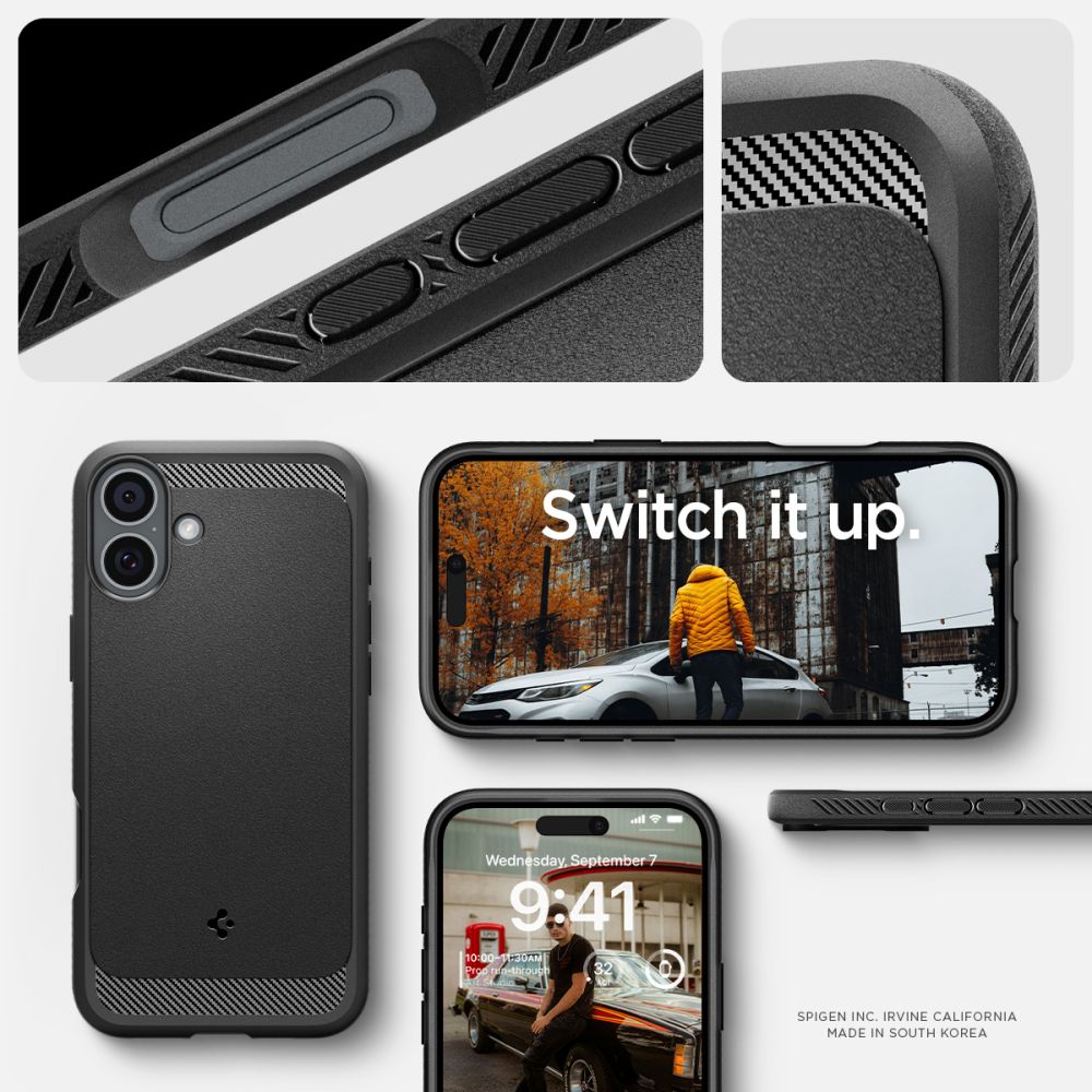 iTok webáruház - Spigen Spigen Rugged Armor MagSafe tok iPhone 16 készülékhez (fekete) 3 Spigen Rugged Armor MagSafe case for iPhone 16 (fekete)