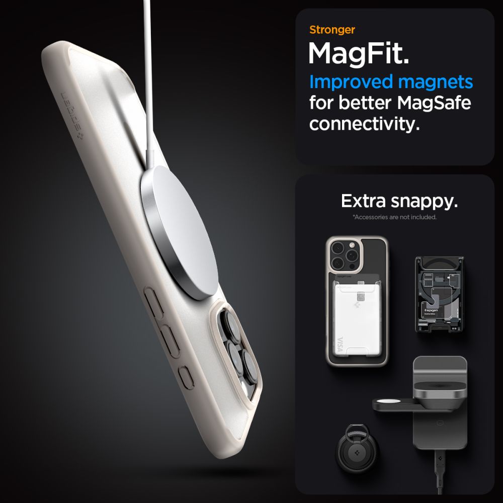 iTok webáruház - Spigen Spigen Ultra Hybrid Mag tok MagSafe technológiával iPhone 16 Pro Max készülékhez (titán) 8 Spigen Ultra Hybrid Mag case with MagSafe for iPhone 16 Pro Max (titán)