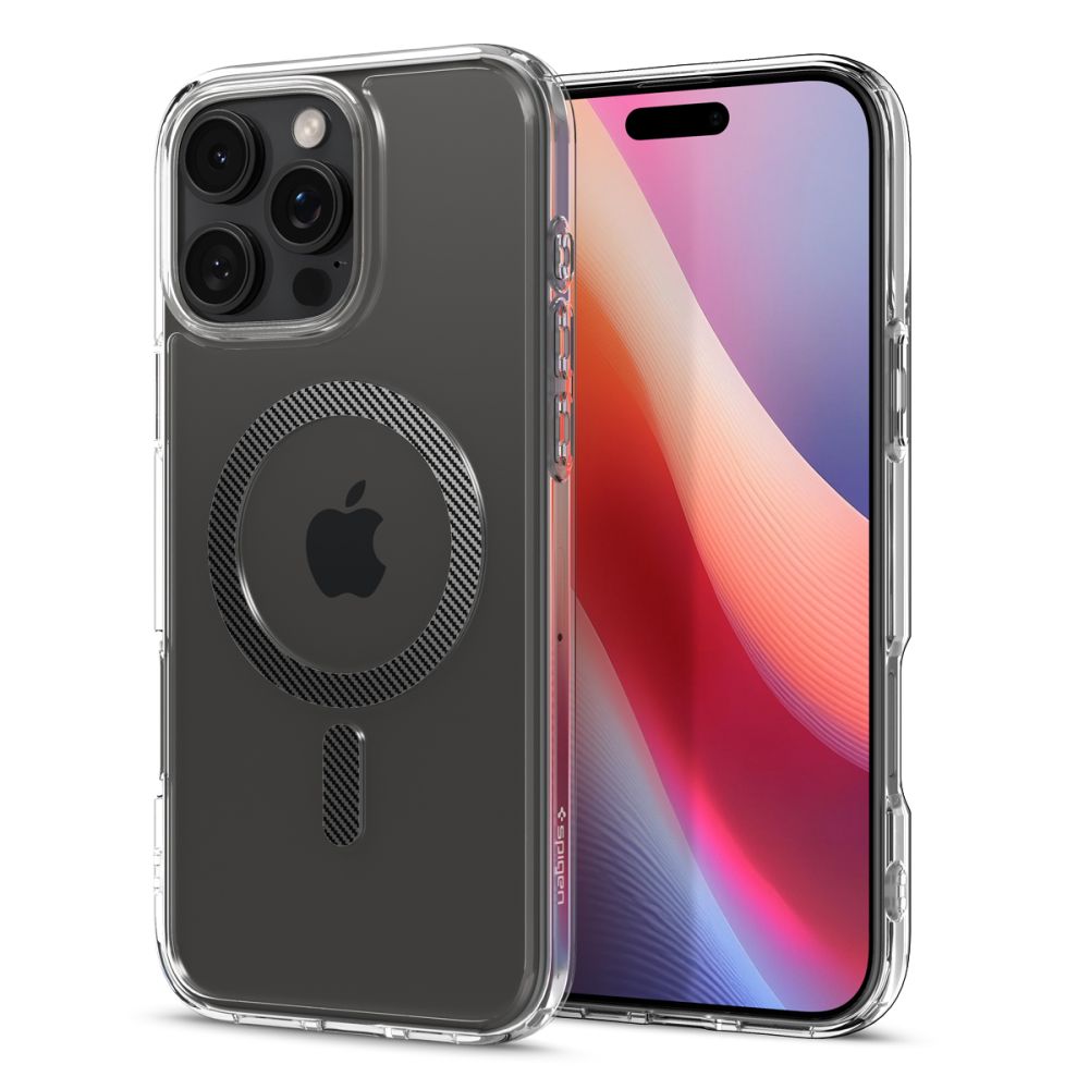 iTok webáruház - Spigen Spigen Ultra Hybrid Mag tok MagSafe Carbon Fiber iPhone 16 Pro Maxhoz (sötétszürke) 2 Spigen Ultra Hybrid Mag Case with MagSafe Carbon Fiber for iPhone 16 Pro Max (sötétszürke)