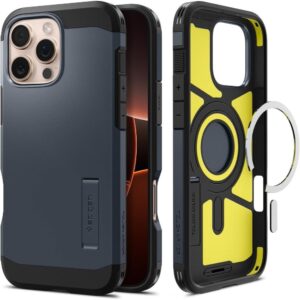 Spigen Tough Armor MagSafe tok állvánnyal iPhone 16 Pro Max készülékhez (sötétszürke)