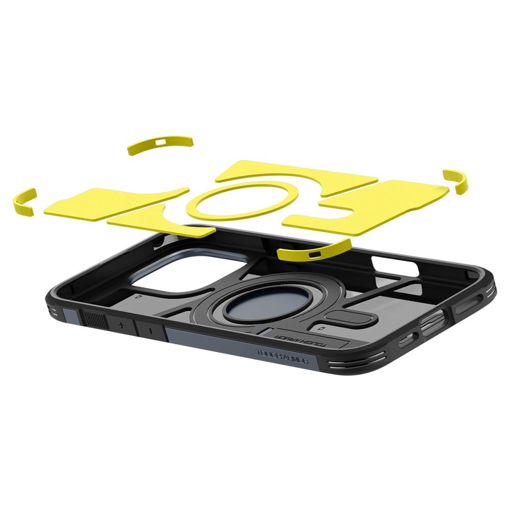 iTok webáruház - Spigen Spigen Tough Armor MagSafe tok állvánnyal iPhone 16 Pro Max készülékhez (sötétszürke) 6 Spigen Tough Armor MagSafe Case with Stand for iPhone 16 Pro Max (sötétszürke)