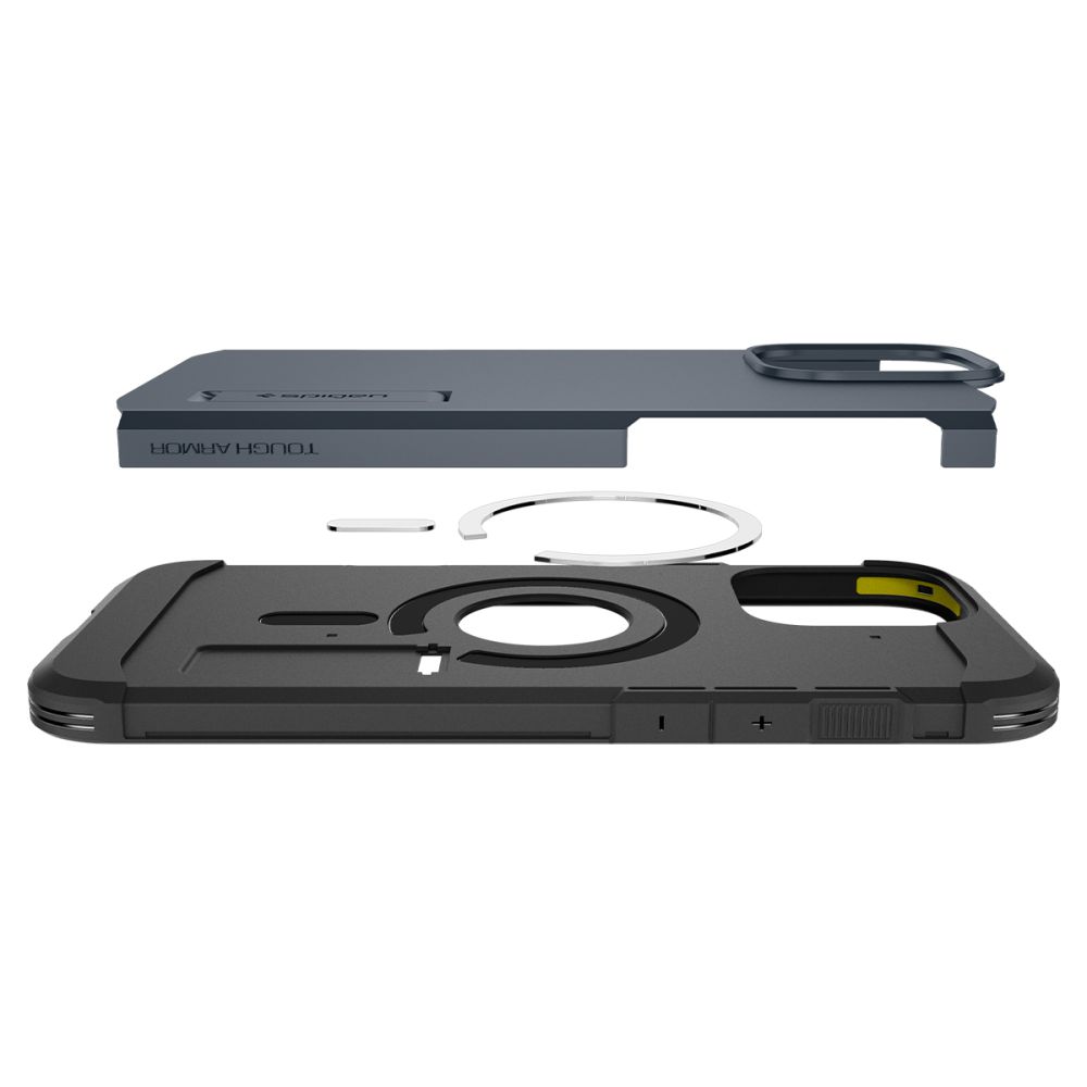 iTok webáruház - Spigen Spigen Tough Armor MagSafe tok állvánnyal iPhone 16 Pro Max készülékhez (sötétszürke) 7 Spigen Tough Armor MagSafe Case with Stand for iPhone 16 Pro Max (sötétszürke)