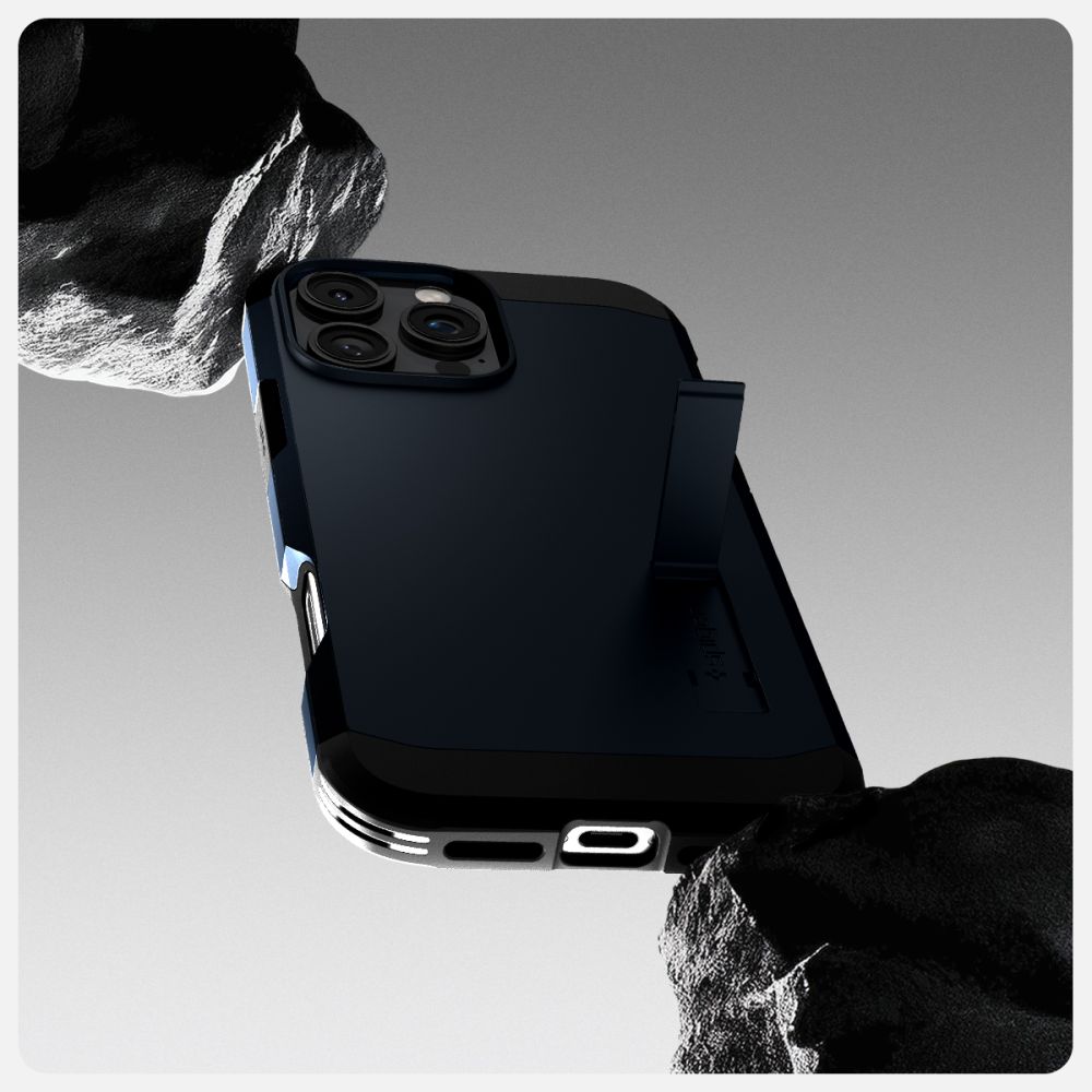 iTok webáruház - Spigen Spigen Tough Armor MagSafe tok állvánnyal iPhone 16 Pro Max készülékhez (sötétszürke) 8 Spigen Tough Armor MagSafe Case with Stand for iPhone 16 Pro Max (sötétszürke)