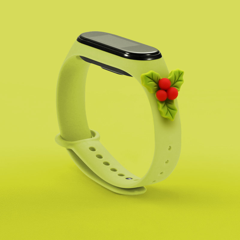 iTok webáruház - Hurtel Strap Xmas karácsonyi szíj Xiaomi Mi Band 3/4 készülékhez (zöld) 2 Strap Xmas for Xiaomi Mi Band 3 / 4 Christmas Silicone Strap Bracelet with Holly (zöld)