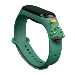 Strap Xmas szilikon szíj Xiaomi Mi Band 3 / 4 készülékhez (sötétzöld)