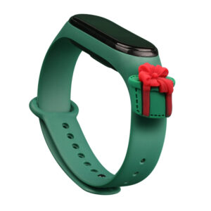 Strap Xmas szilikon szíj Xiaomi Mi Band 3/4 készülékhez (sötétzöld)