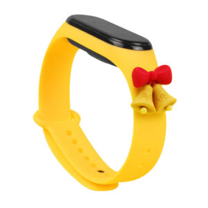 Strap Xmas karácsonyi szilikonszíj Xiaomi Mi Band 5 / 6 készülékhez, csengőmintával (sárga)
