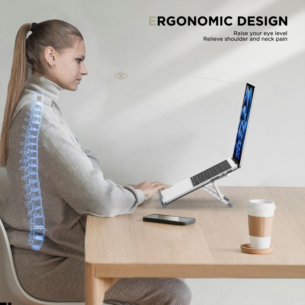 iTok webáruház - Tech-Protect Tech-Protect ULS300 laptopállvány (ezüst) 7 Tech-Protect ULS300 Laptop Stand (ezüst)