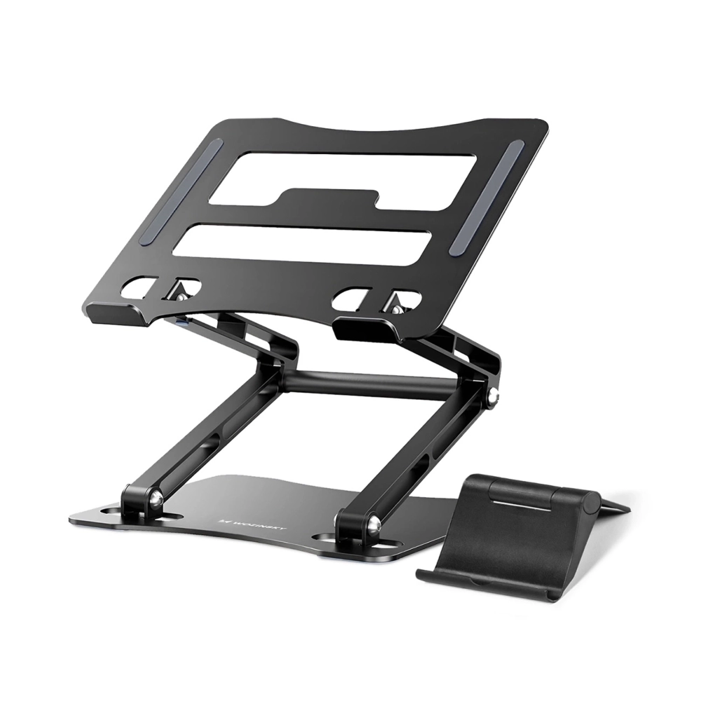 iTok webáruház - Wozinsky Wozinsky WRS-CPY75DSB alumínium laptop- és táblagépállvány (fekete) 1 Wozinsky WRS-CPY75DSB Aluminum Laptop and Tablet Stand + Free Smartphone Stand (fekete)