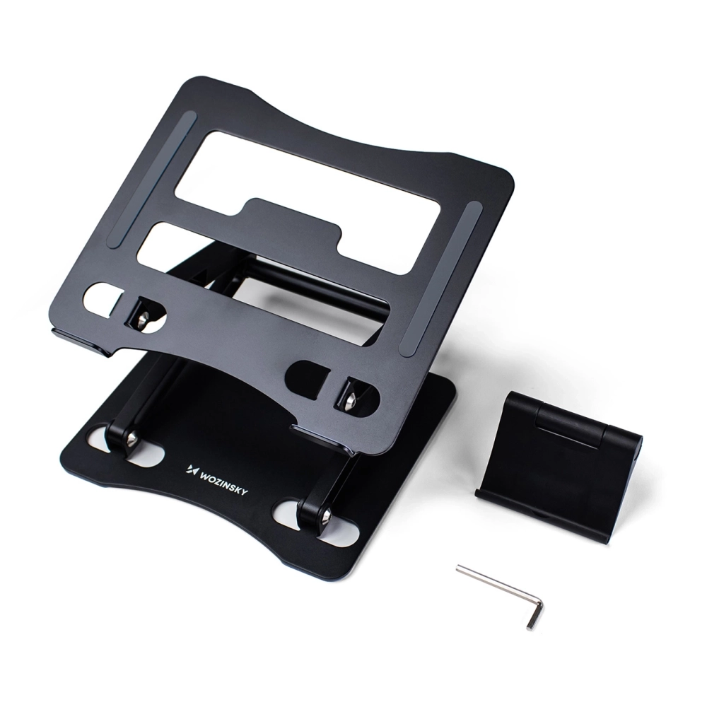 iTok webáruház - Wozinsky Wozinsky WRS-CPY75DSB alumínium laptop- és táblagépállvány (fekete) 4 Wozinsky WRS-CPY75DSB Aluminum Laptop and Tablet Stand + Free Smartphone Stand (fekete)