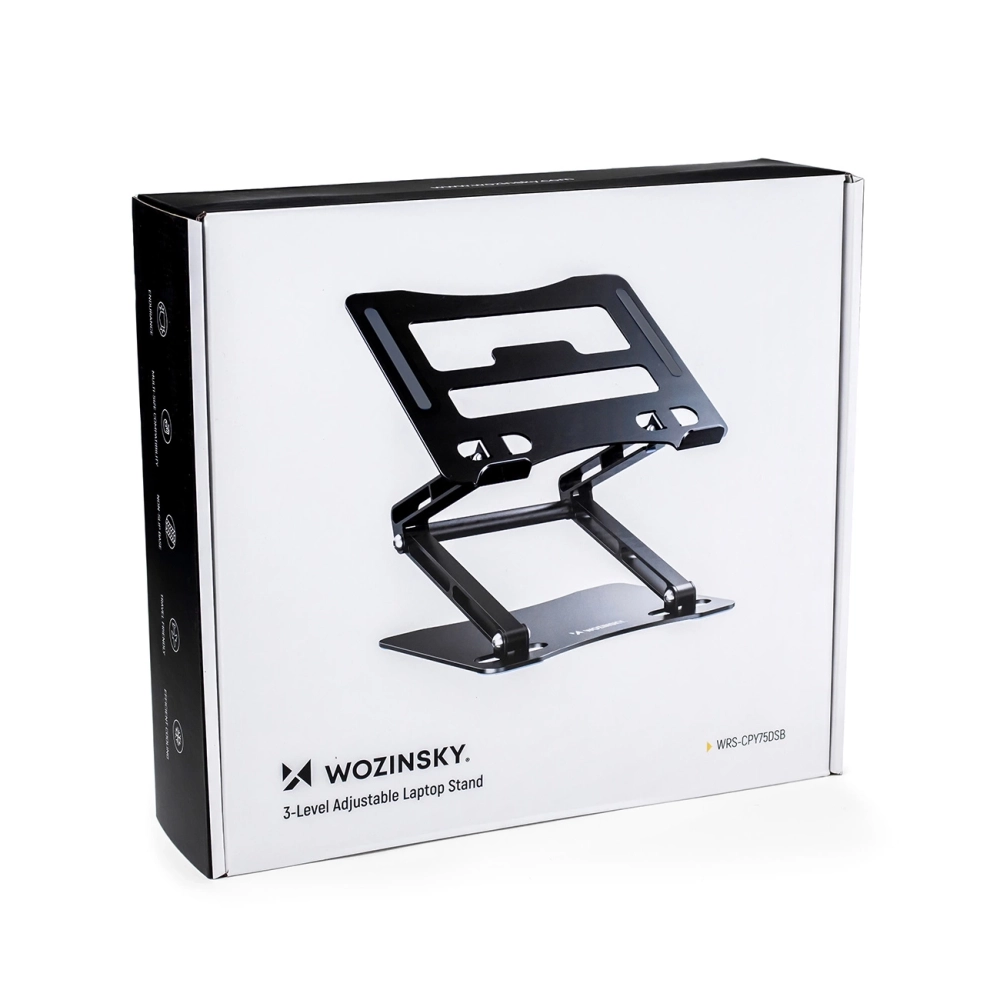 iTok webáruház - Wozinsky Wozinsky WRS-CPY75DSB alumínium laptop- és táblagépállvány (fekete) 6 Wozinsky WRS-CPY75DSB Aluminum Laptop and Tablet Stand + Free Smartphone Stand (fekete)