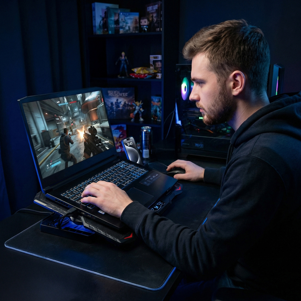 iTok webáruház - Wozinsky Wozinsky WDCX-015 StormPad RGB gaming laptopállvány (fekete) 6 Wozinsky WDCX-015 StormPad RGB Gaming Cooling Laptop Stand (fekete)