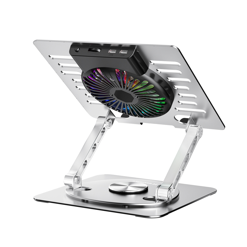 iTok webáruház - Wozinsky Wozinsky WDCX-X16-AS CoolBase RGB 360° laptop- és tablettartó állvány (ezüst) 5 Wozinsky WDCX-X16-AS CoolBase RGB 360° cooling stand for laptop and tablet (ezüst)