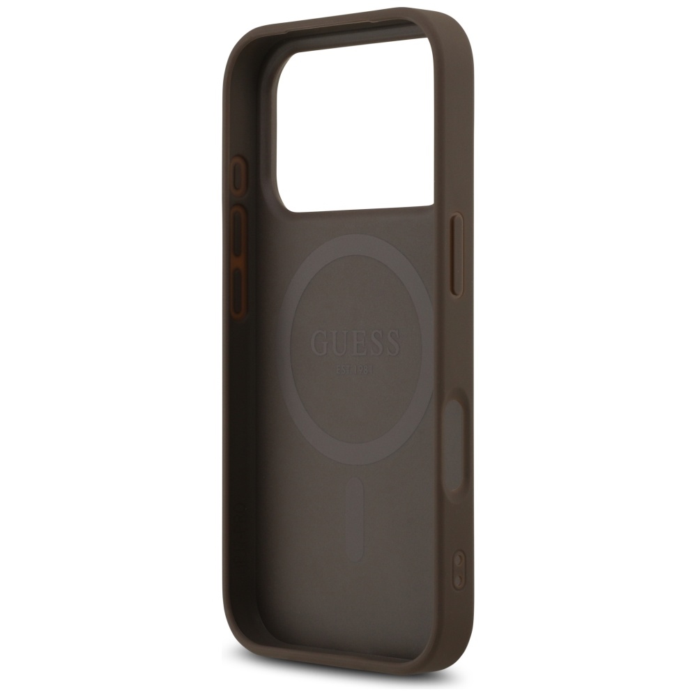iTok webáruház - Guess Guess 4G Printed Stripes MagSafe tok iPhone 17 Pro készülékhez (barna) 7 Guess 4G Printed Stripes MagSafe case for iPhone 17 Pro (barna)