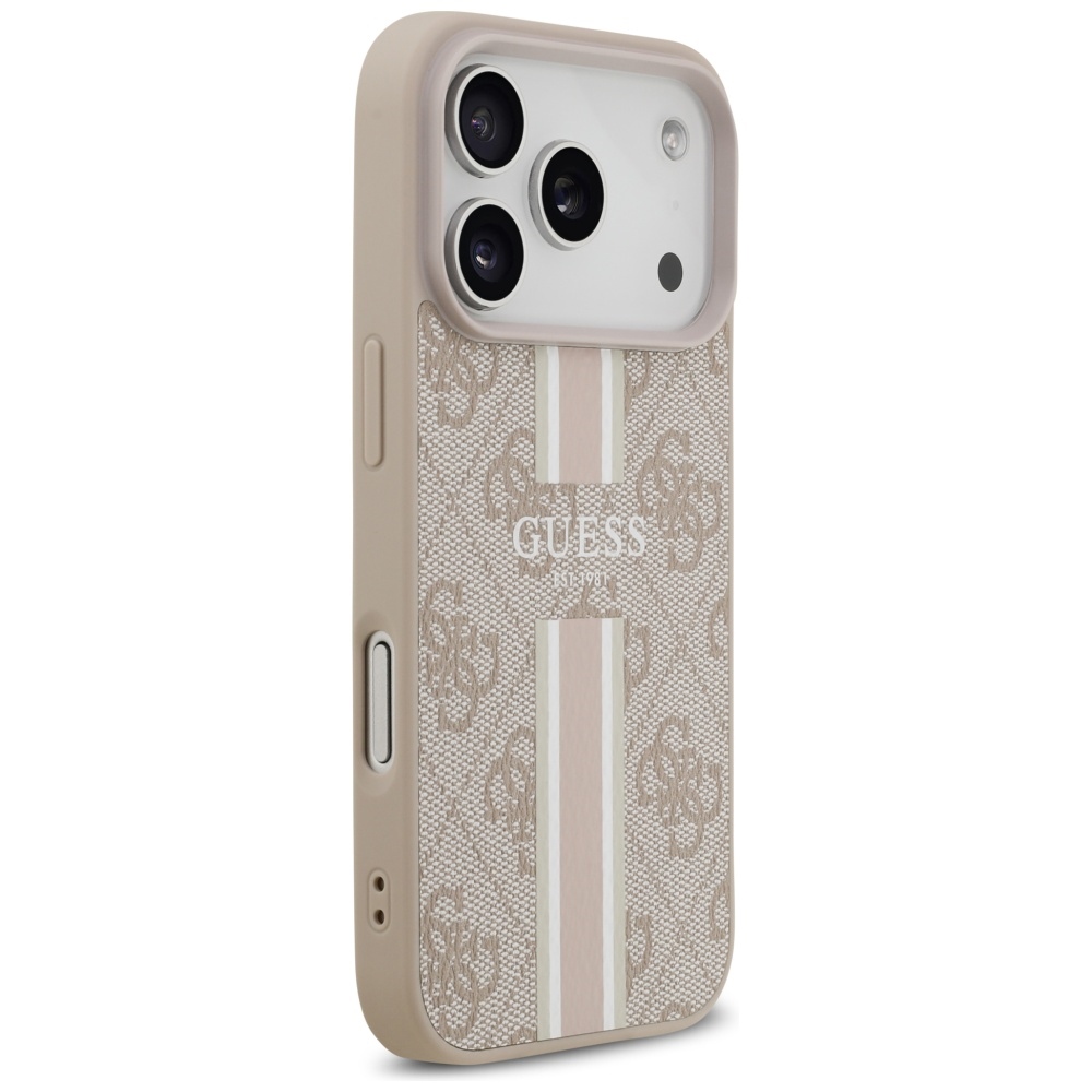 iTok webáruház - Guess Guess 4G Printed Stripes MagSafe tok iPhone 17 Pro (rózsaszín) 4 Guess 4G Printed Stripes MagSafe Case for iPhone 17 Pro (rózsaszín)