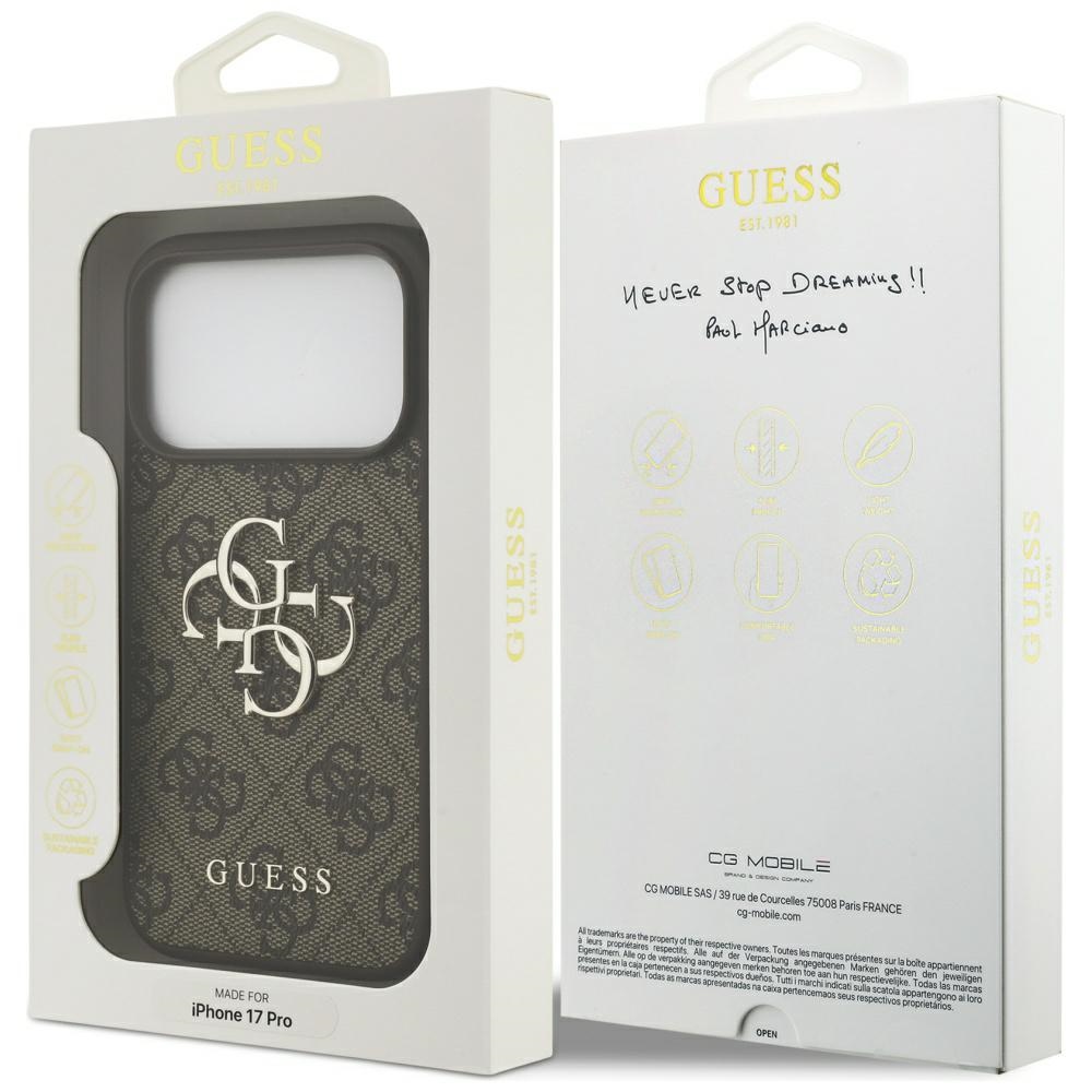 iTok webáruház - Guess Guess 4G Big Logo tok iPhone 17 Pro (barna) 8 Guess 4G Big Logo Case for iPhone 17 Pro (barna)
