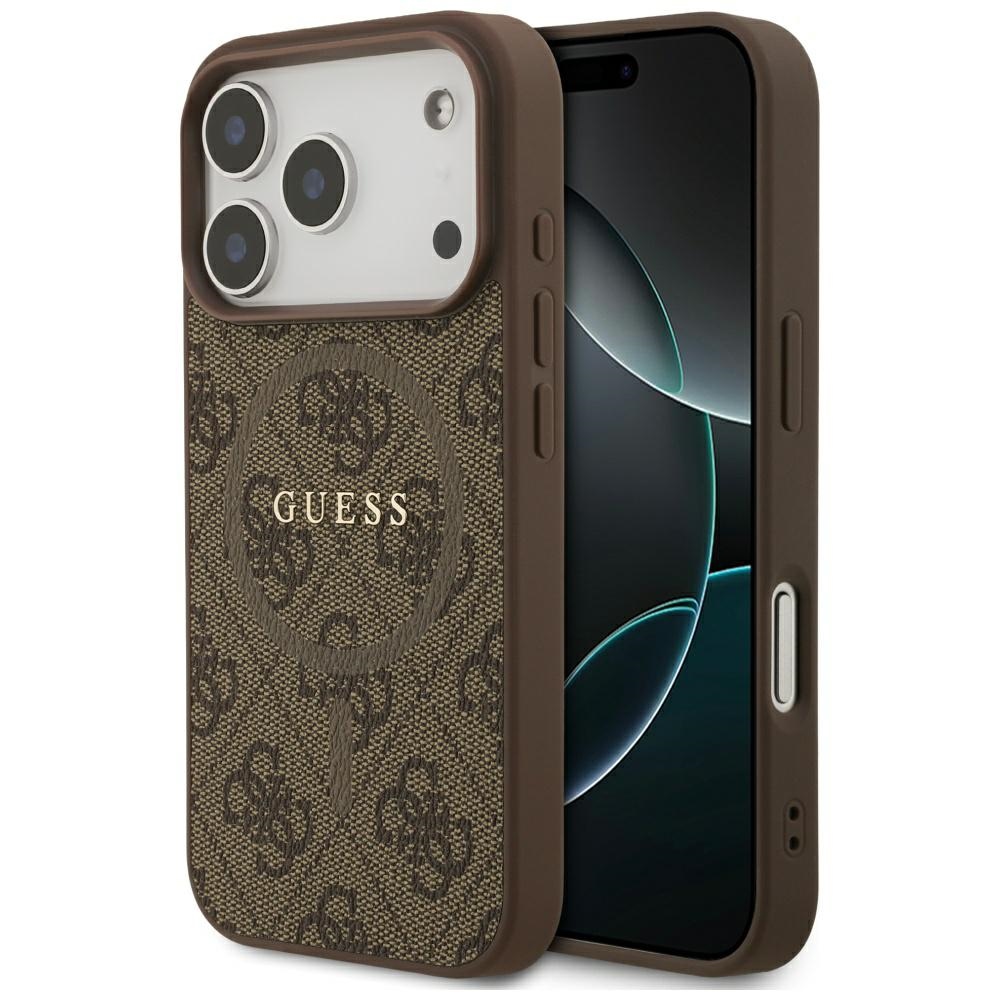 iTok webáruház - Guess Guess 4G Ring Classic Logo MagSafe tok iPhone 17 Pro készülékhez (barna) 1 Guess 4G Ring Classic Logo MagSafe Case for iPhone 17 Pro (barna)