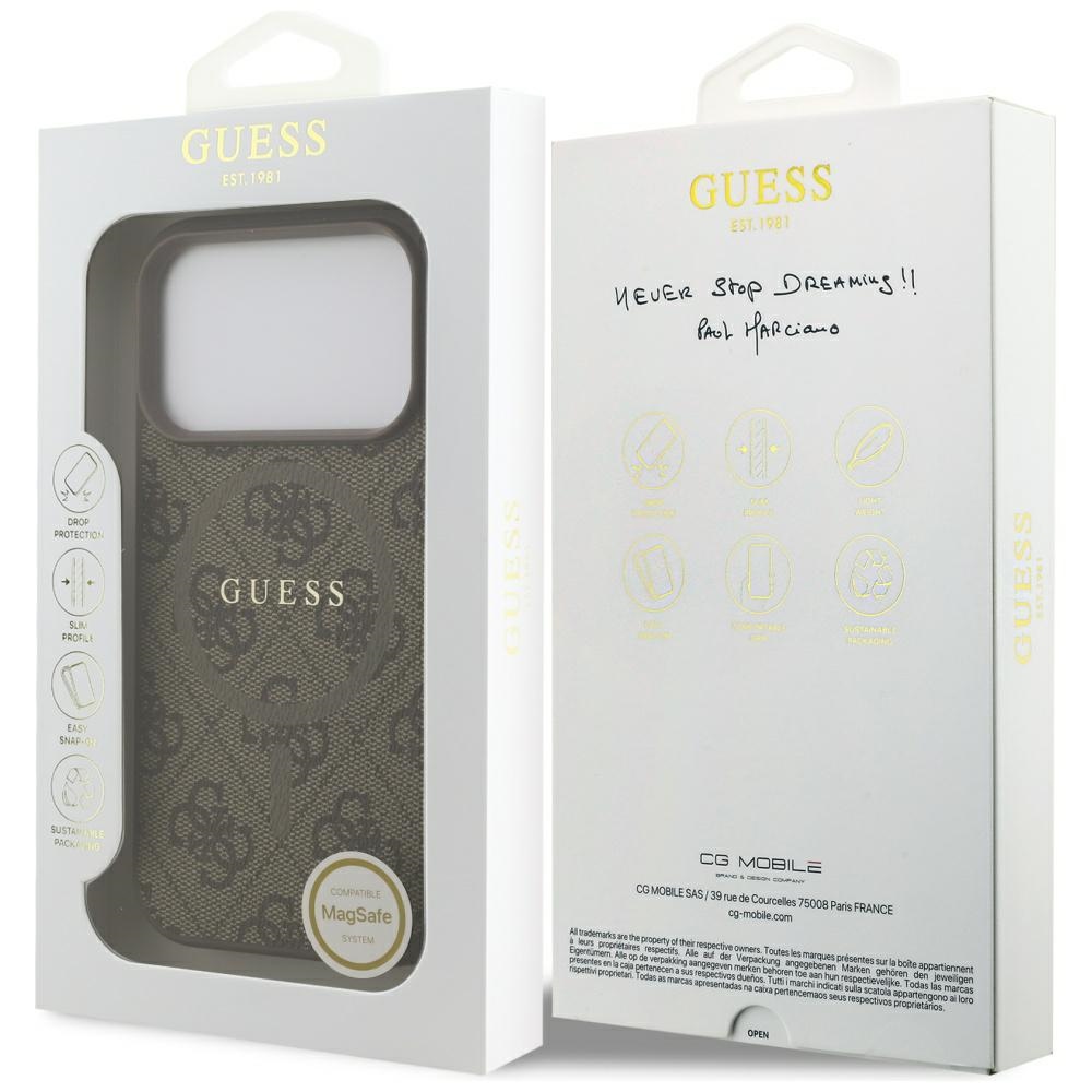 iTok webáruház - Guess Guess 4G Ring Classic Logo MagSafe tok iPhone 17 Pro készülékhez (barna) 8 Guess 4G Ring Classic Logo MagSafe Case for iPhone 17 Pro (barna)