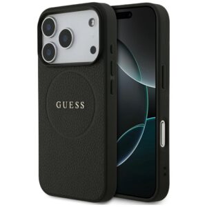 Guess Grained Ring MagSafe tok iPhone 17 Pro készülékhez (fekete)