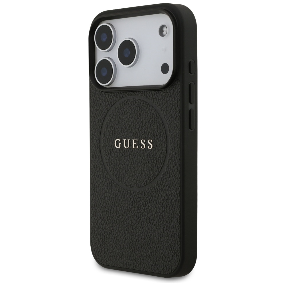 iTok webáruház - Guess Guess Grained Ring MagSafe tok iPhone 17 Pro készülékhez (fekete) 2 Guess Grained Ring MagSafe case for iPhone 17 Pro (fekete)