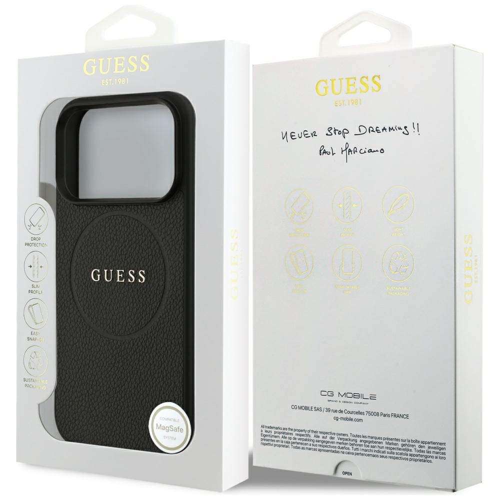 iTok webáruház - Guess Guess Grained Ring MagSafe tok iPhone 17 Pro készülékhez (fekete) 8 Guess Grained Ring MagSafe case for iPhone 17 Pro (fekete)