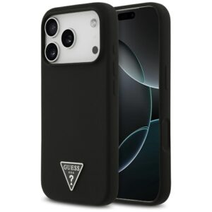 Guess Silicone Triangle Logo MagSafe tok iPhone 17 Pro készülékhez (fekete)