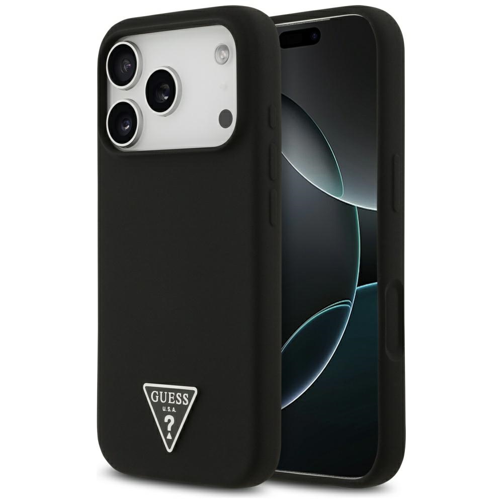 iTok webáruház - Guess Guess Silicone Triangle Logo MagSafe tok iPhone 17 Pro készülékhez (fekete) 1 Guess Silicone Triangle Logo MagSafe Case for iPhone 17 Pro (fekete)