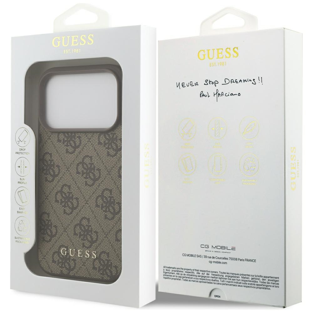 iTok webáruház - Guess Guess 4G Classic tok iPhone 17 Pro készülékhez (barna) 8 Guess 4G Classic Case for iPhone 17 Pro (barna)