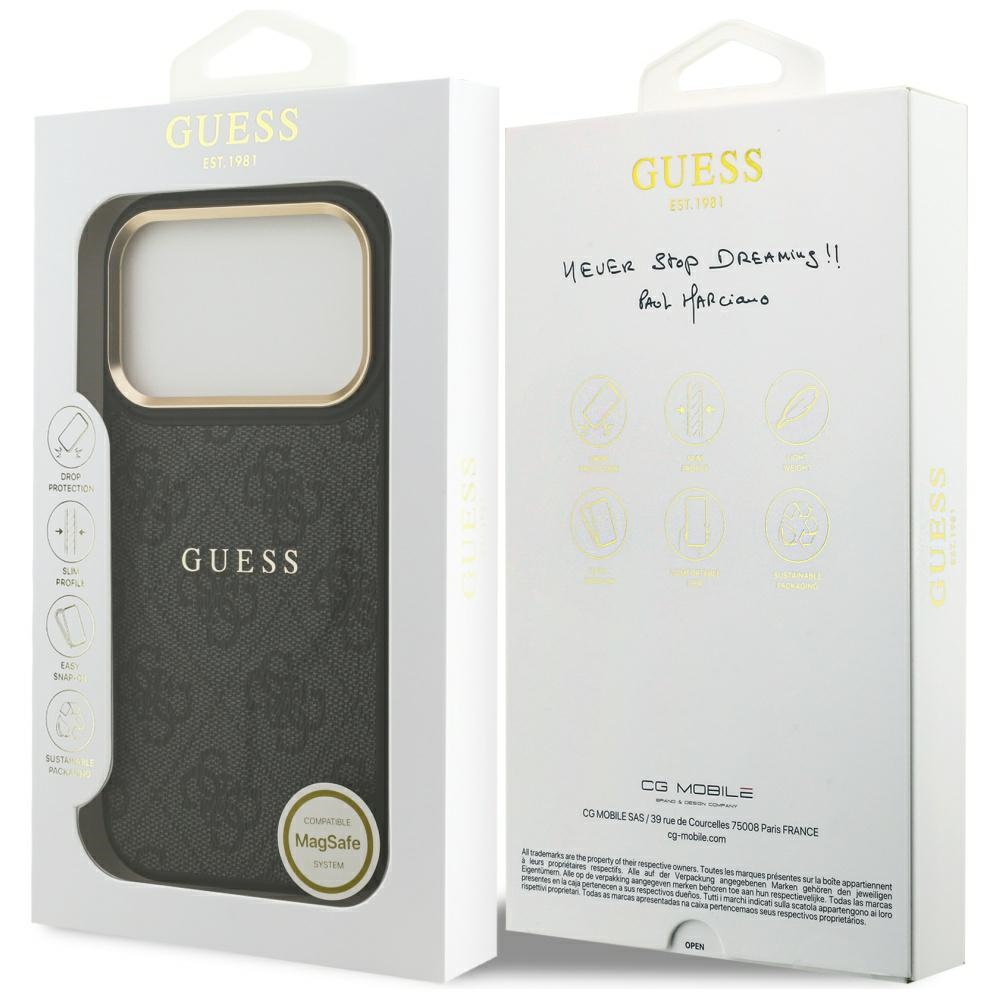 iTok webáruház - Guess Guess 4G PU Classic Logo MagSafe tok iPhone 17 Pro készülékhez (fekete) 8 Guess 4G PU Classic Logo MagSafe case for iPhone 17 Pro (fekete)