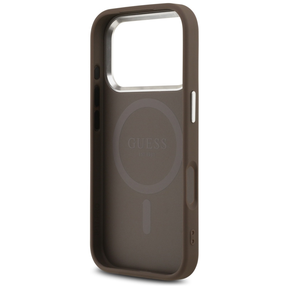 iTok webáruház - Guess Guess 4G Triangle Logo MagSafe tok iPhone 17 Pro készülékhez (barna) 7 Guess 4G Triangle Logo MagSafe case for iPhone 17 Pro (barna)