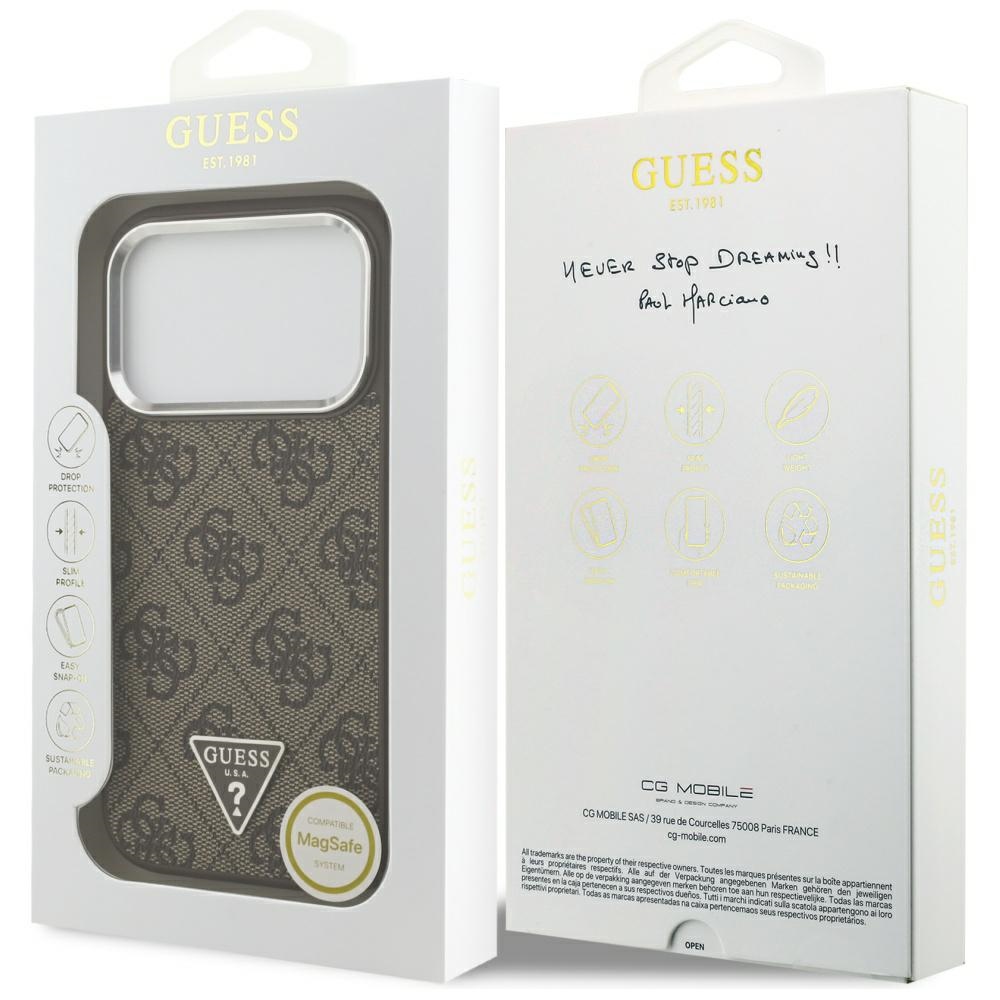 iTok webáruház - Guess Guess 4G Triangle Logo MagSafe tok iPhone 17 Pro készülékhez (barna) 8 Guess 4G Triangle Logo MagSafe case for iPhone 17 Pro (barna)