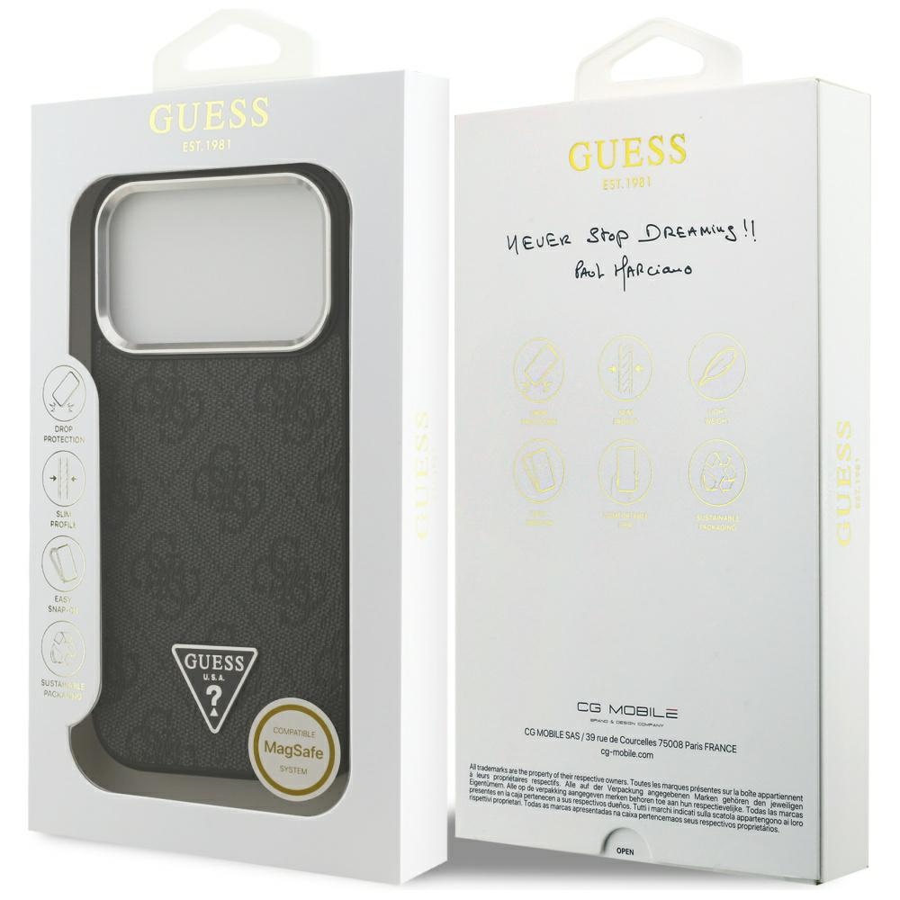 iTok webáruház - Guess Guess 4G Triangle Logo MagSafe tok iPhone 17 Pro (fekete) 8 Guess 4G Triangle Logo MagSafe case for iPhone 17 Pro (fekete)