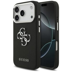 Guess Grained Big 4G Classic Logo tok iPhone 17 Pro (fekete)