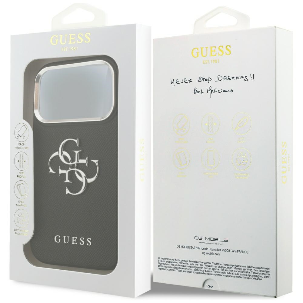 iTok webáruház - Guess Guess Grained Big 4G Classic Logo tok iPhone 17 Pro (fekete) 7 Guess Grained Big 4G Classic Logo case for iPhone 17 Pro (fekete)