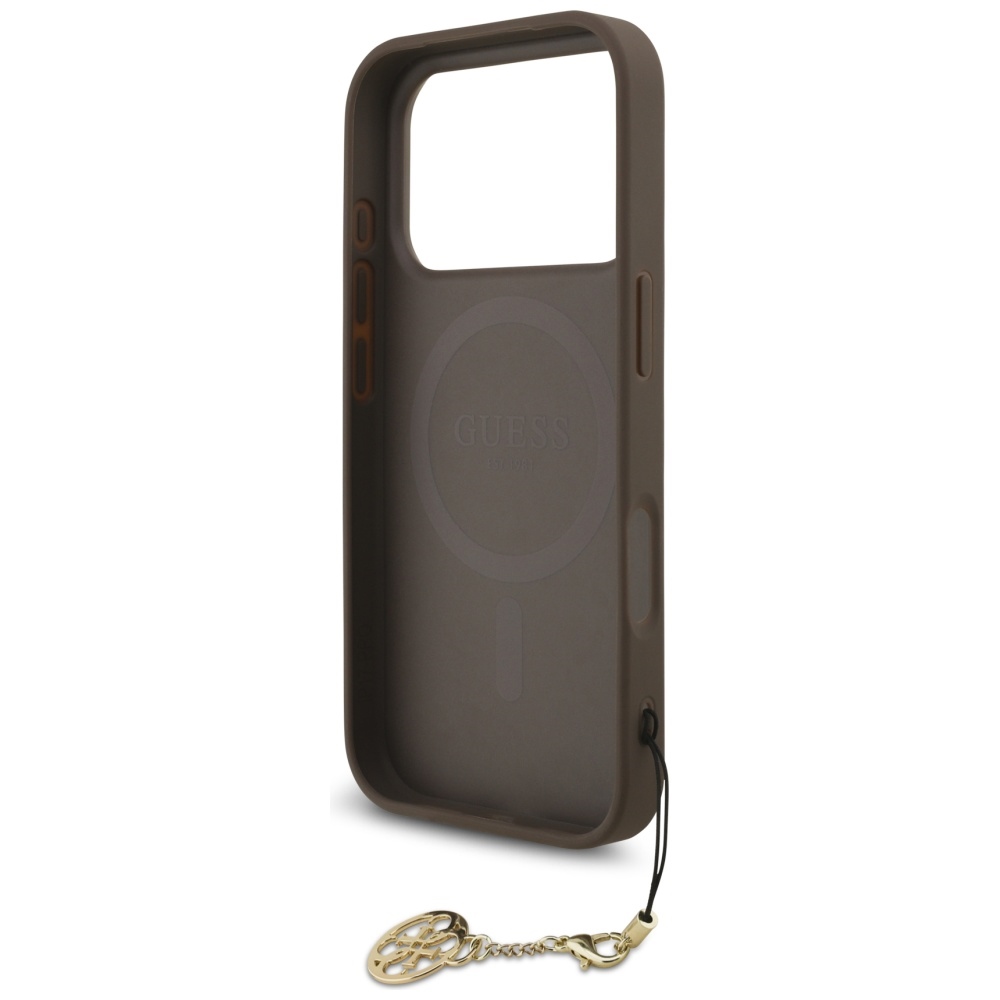 iTok webáruház - Guess Guess 4G Charms Collection MagSafe tok iPhone 17 Pro készülékhez (barna) 6 Guess 4G Charms Collection MagSafe case for iPhone 17 Pro (barna)