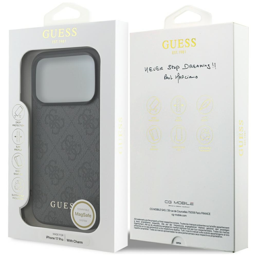 iTok webáruház - Guess Guess 4G Charms Collection MagSafe tok iPhone 17 Pro (fekete) 6 Guess 4G Charms Collection MagSafe case for iPhone 17 Pro (fekete)