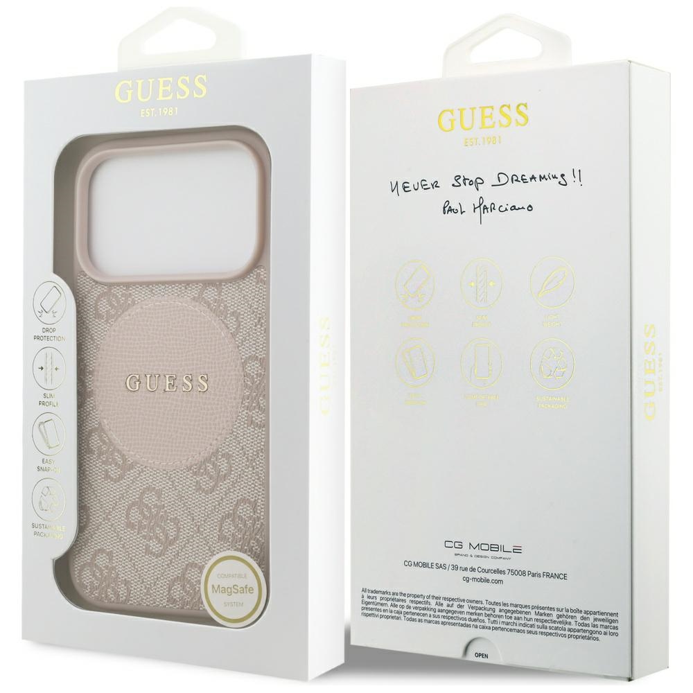 iTok webáruház - Guess Guess 4G Circle Classic Logo MagSafe tok iPhone 17 Pro készülékhez (rózsaszín) 8 Guess 4G Circle Classic Logo MagSafe Case for iPhone 17 Pro (rózsaszín)
