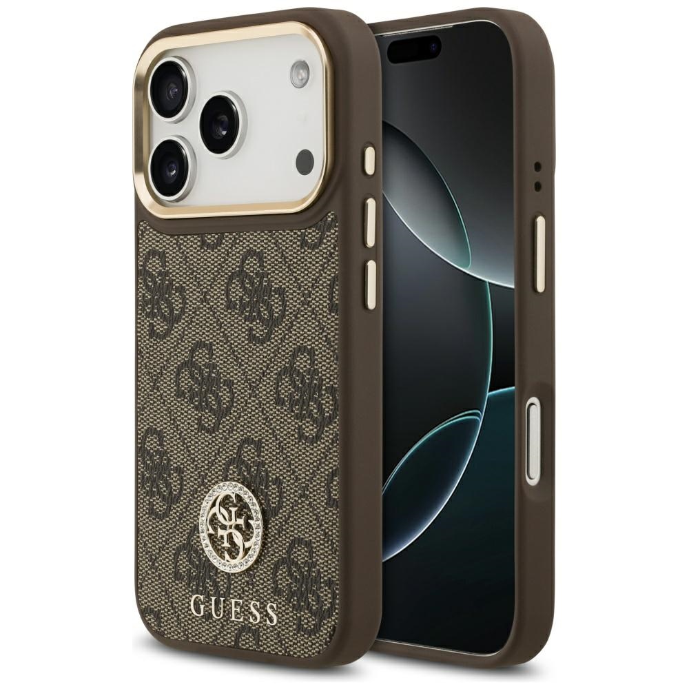 iTok webáruház - Guess Guess 4G Strass Logo MagSafe tok iPhone 17 Pro készülékhez (barna) 1 Guess 4G Strass Logo MagSafe case for iPhone 17 Pro (barna)