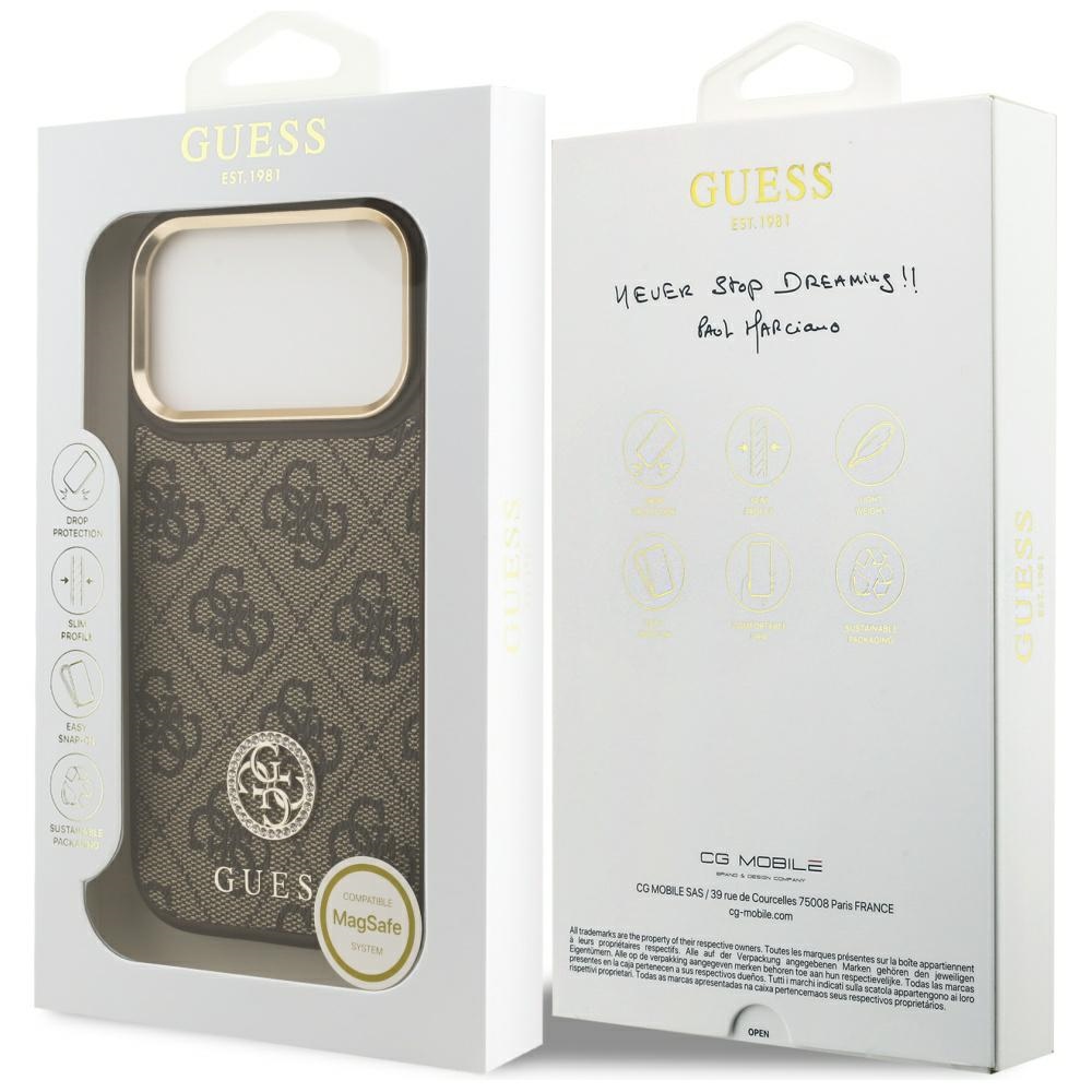 iTok webáruház - Guess Guess 4G Strass Logo MagSafe tok iPhone 17 Pro készülékhez (barna) 8 Guess 4G Strass Logo MagSafe case for iPhone 17 Pro (barna)