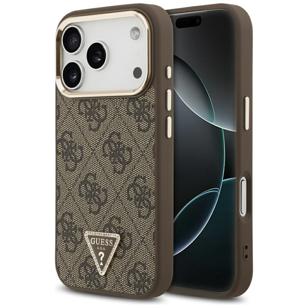 iTok webáruház - Guess Guess 4G Triangle Logo MagSafe tok iPhone 17 Pro (barna és arany) 1 Guess 4G Triangle Logo MagSafe Case for iPhone 17 Pro (barna és arany)