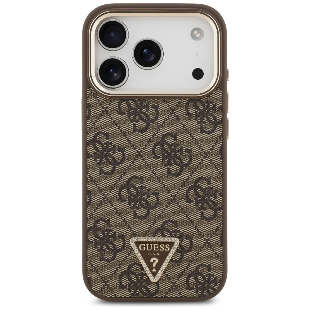 iTok webáruház - Guess Guess 4G Triangle Logo MagSafe tok iPhone 17 Pro (barna és arany) 3 Guess 4G Triangle Logo MagSafe Case for iPhone 17 Pro (barna és arany)
