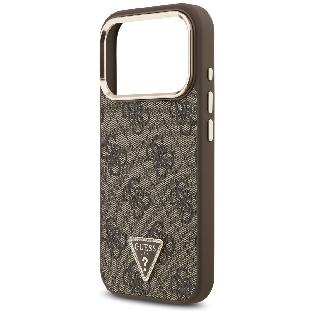 iTok webáruház - Guess Guess 4G Triangle Logo MagSafe tok iPhone 17 Pro (barna és arany) 6 Guess 4G Triangle Logo MagSafe Case for iPhone 17 Pro (barna és arany)