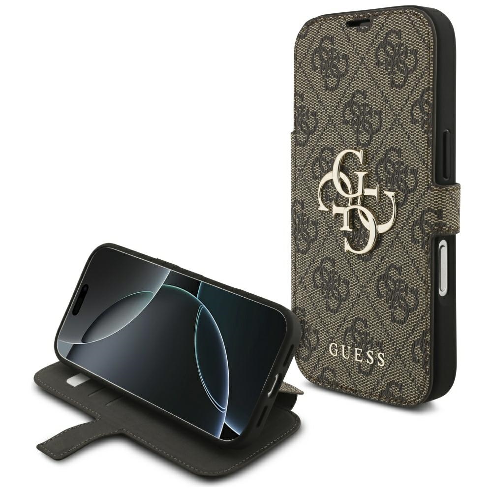 iTok webáruház - Guess Guess Book 4G Metal Logo tok iPhone 17 Pro (barna) 1 Guess Book 4G Metal Logo Case for iPhone 17 Pro (barna)