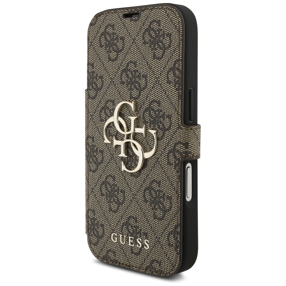 iTok webáruház - Guess Guess Book 4G Metal Logo tok iPhone 17 Pro (barna) 2 Guess Book 4G Metal Logo Case for iPhone 17 Pro (barna)