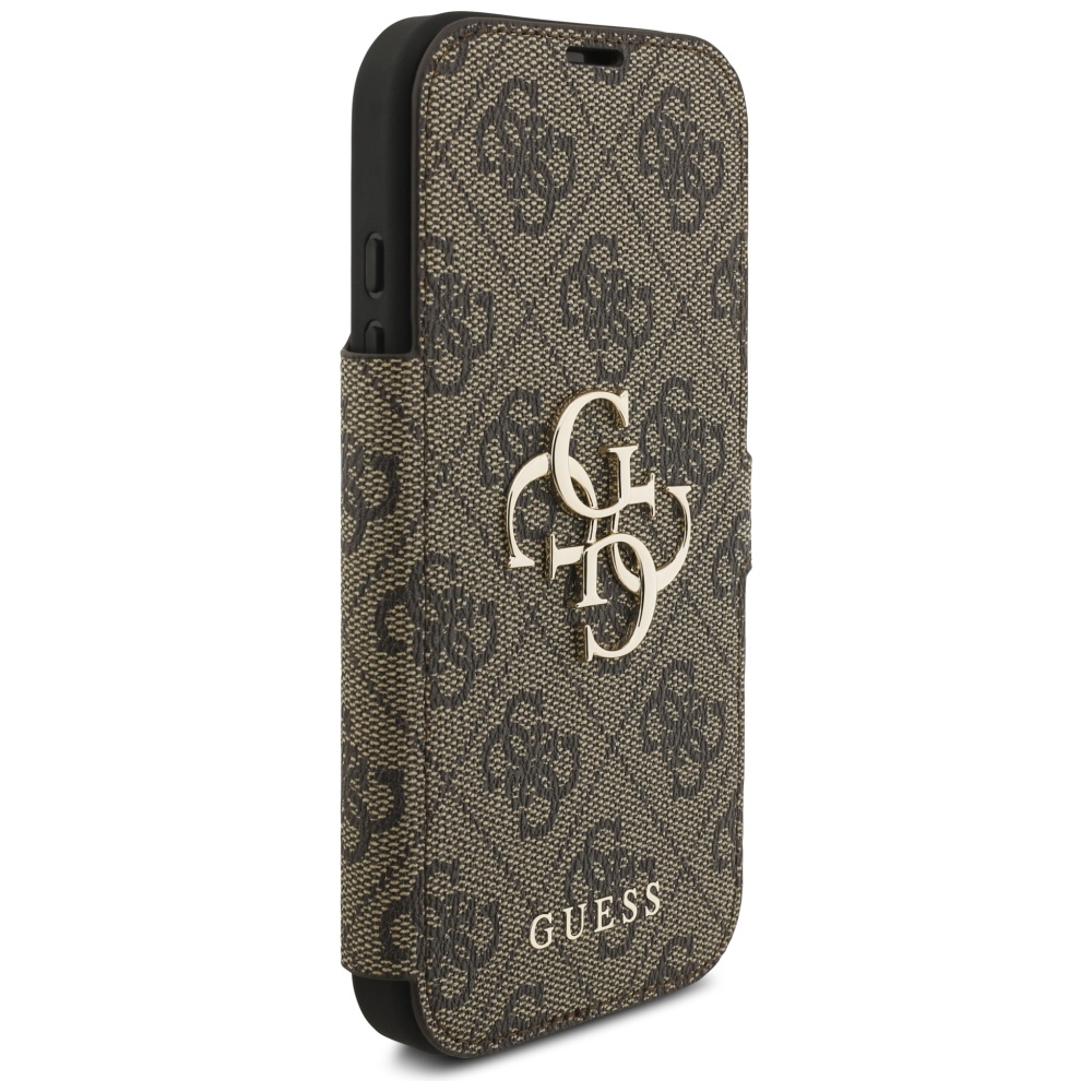 iTok webáruház - Guess Guess Book 4G Metal Logo tok iPhone 17 Pro (barna) 4 Guess Book 4G Metal Logo Case for iPhone 17 Pro (barna)