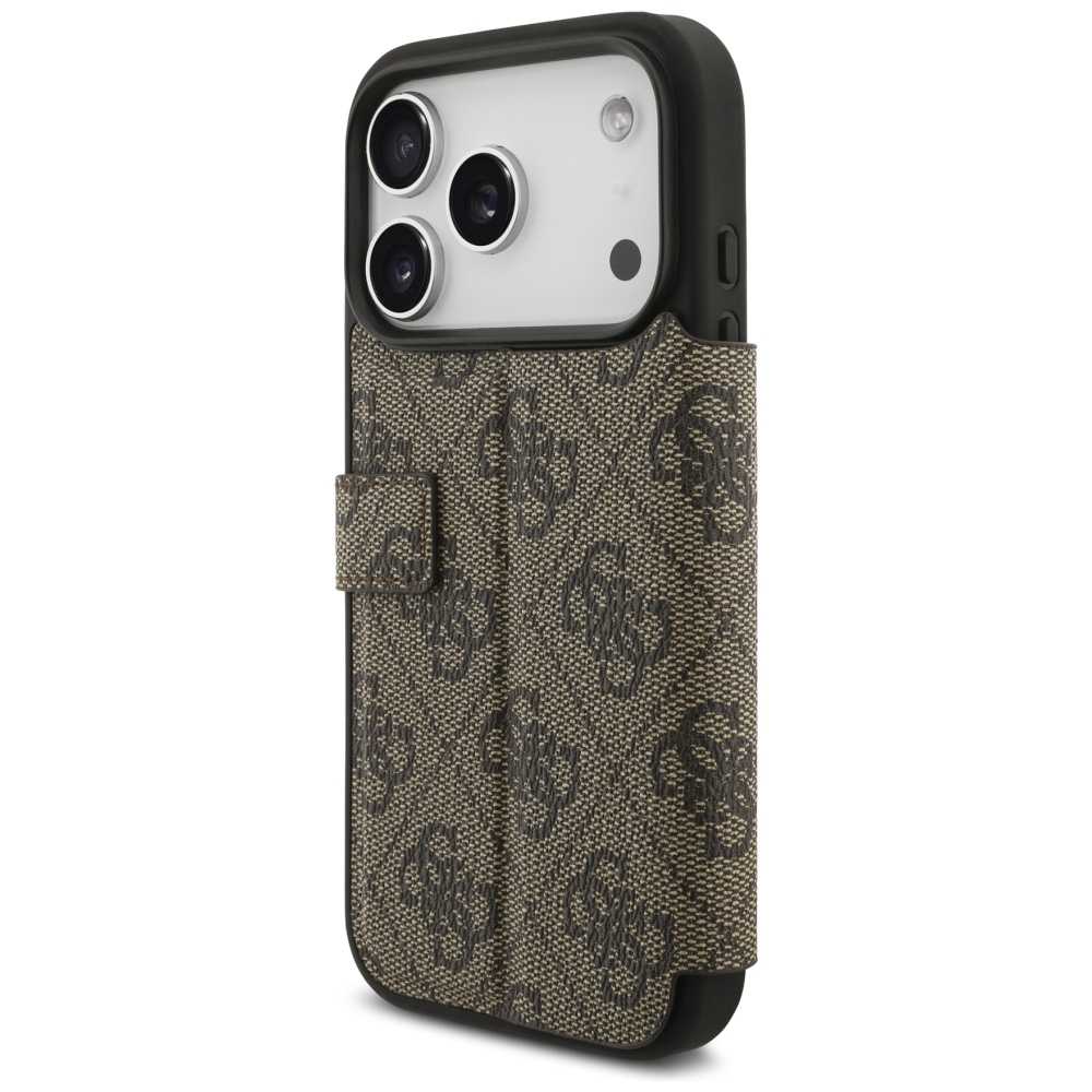 iTok webáruház - Guess Guess Book 4G Metal Logo tok iPhone 17 Pro (barna) 5 Guess Book 4G Metal Logo Case for iPhone 17 Pro (barna)